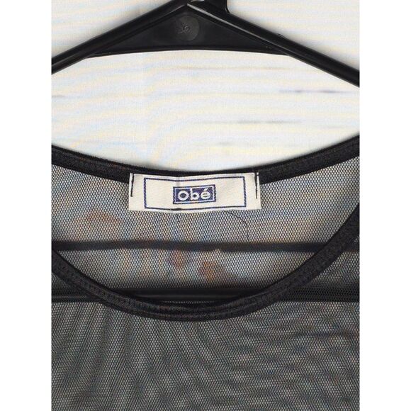 OBE Y2K Leopard Velvet‎ Mesh Top Blouse Shirt Mall Goth Grunge Dark 2000s Shirt - Picture 4 of 5